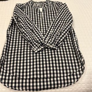 Sz S J Crew Gingham Navy and White Tunic NWT